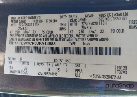 2018 Ford F-150 Xl from USA, damaged, VIN 1FTEW1CP6JFA14583